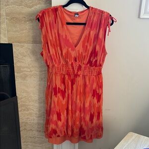 Old Navy Ruffled Tiered Orange Pink Sundress